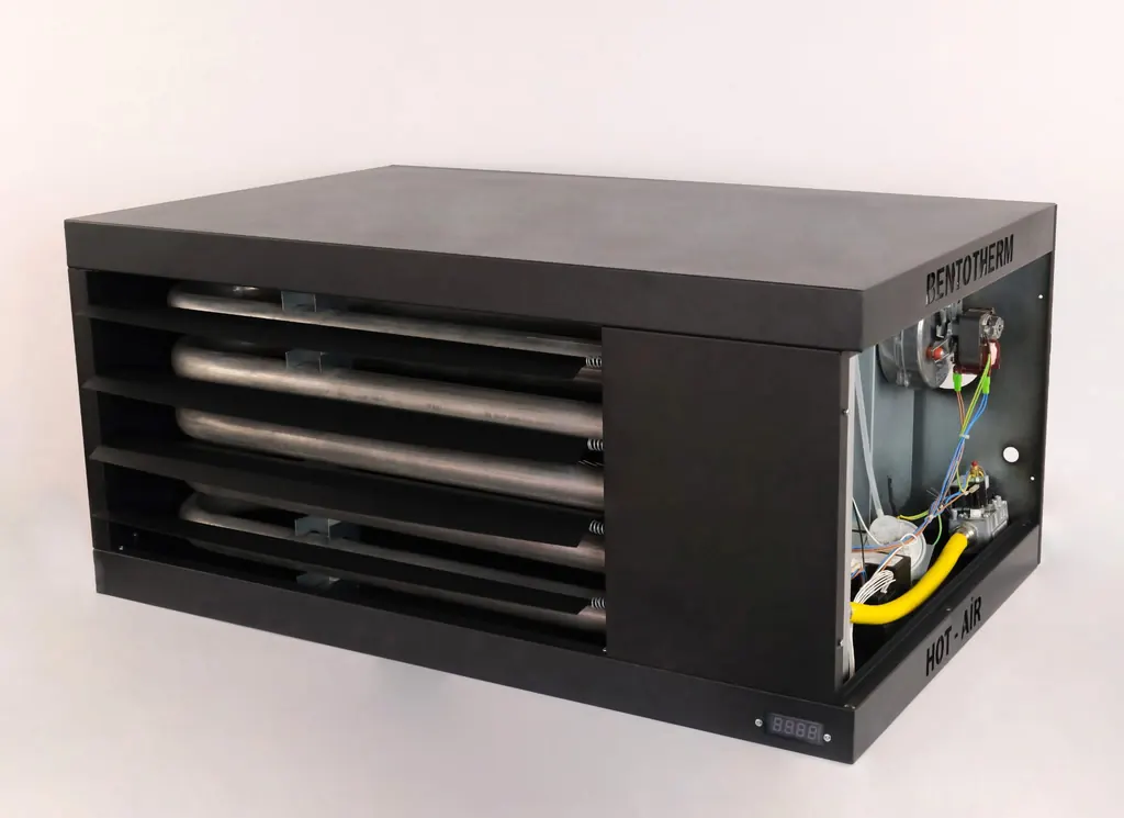 Doğalgazlı hava üflemeli ısıtıcı (unit heater) açık kapak görünüm