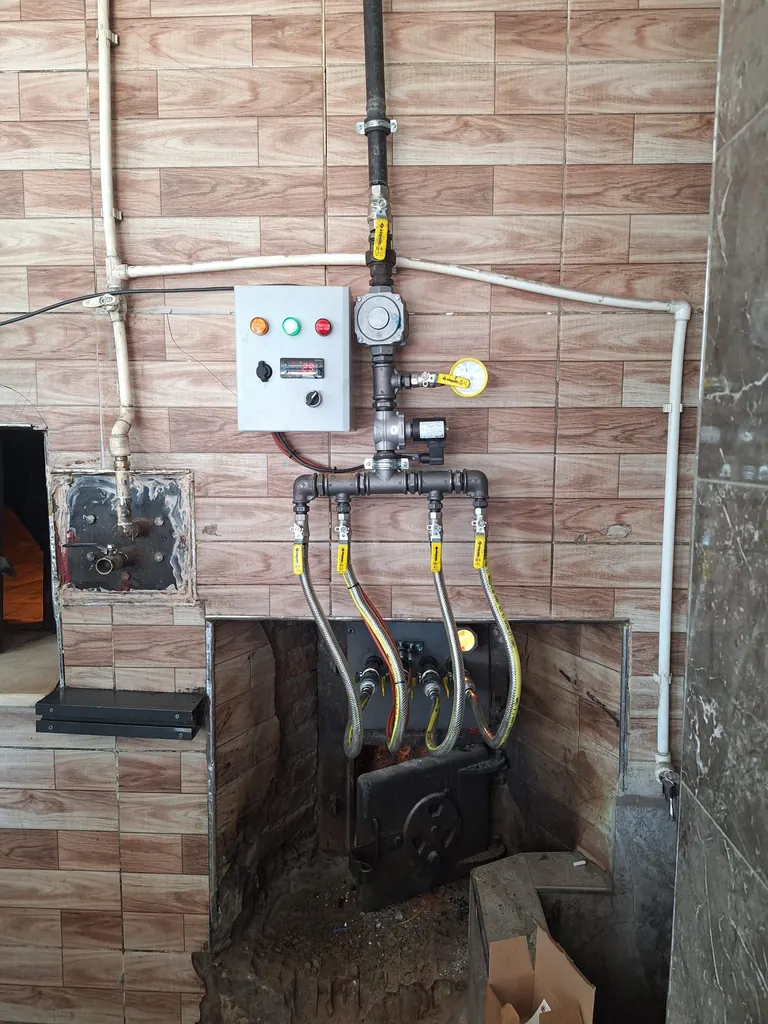 Kara fırın doğalgaz dönüşümü kontrol panosu ve emniyet ventili